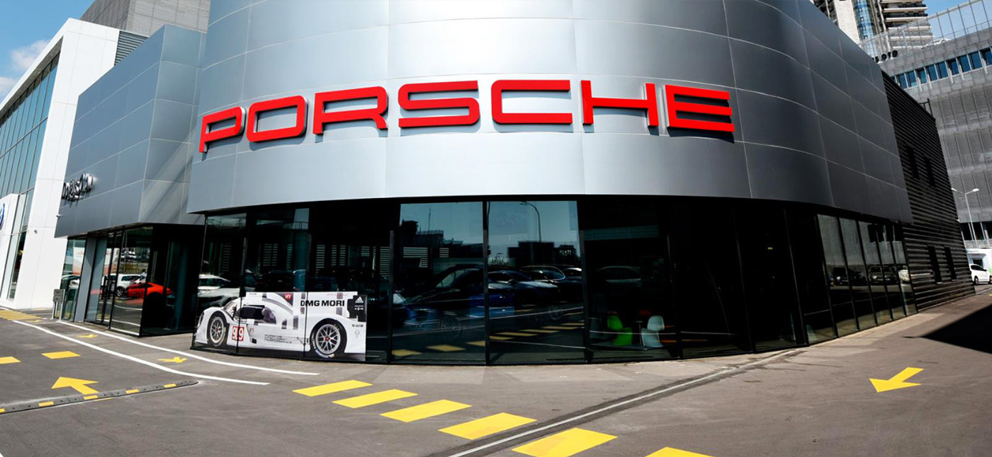 porsche binası dış cephe sistem alüminyum kompozit panel kaplama